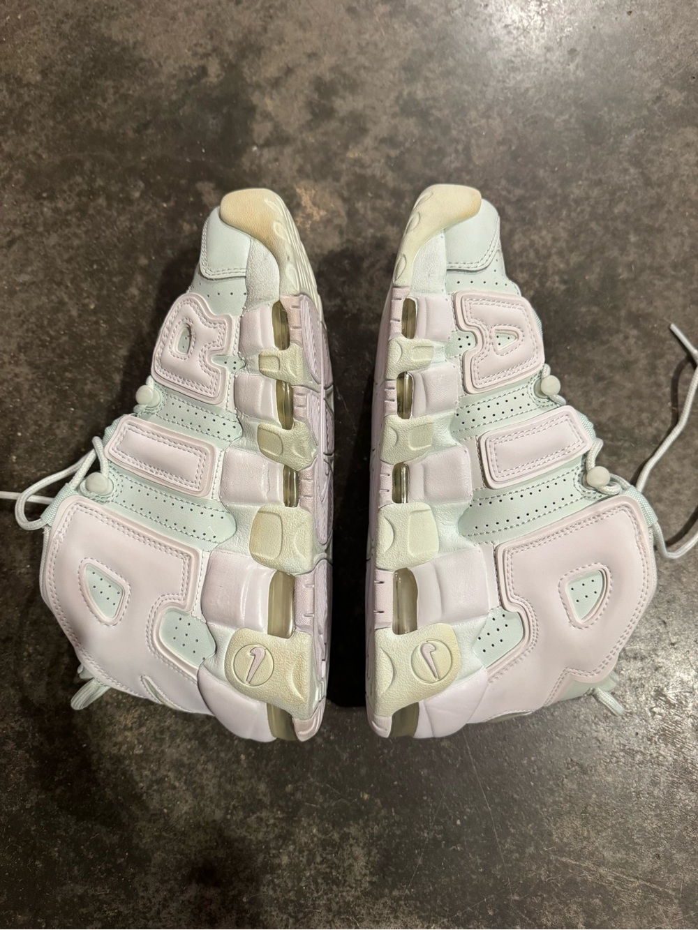 Nike White Pastel Mint Air More Uptempo Sneakers